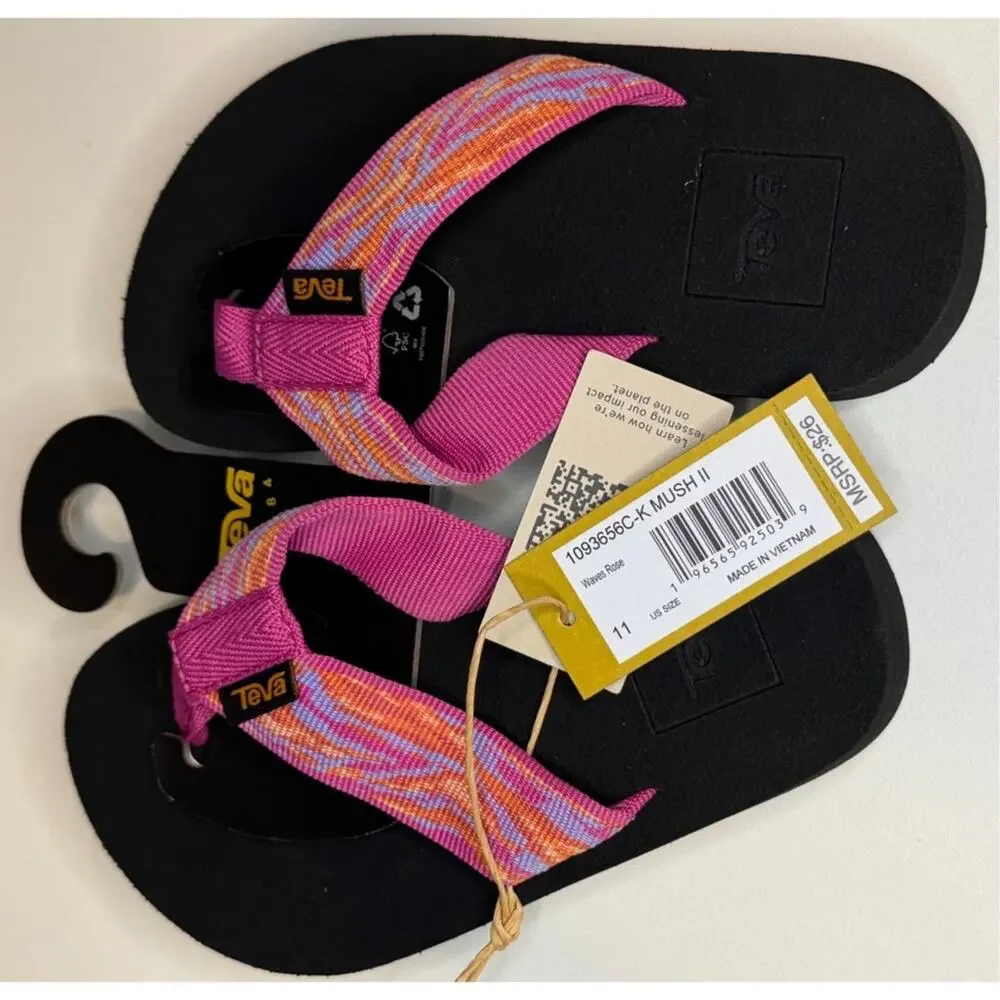 Teva Kids Pink Multi-Color Strap Flip Flops